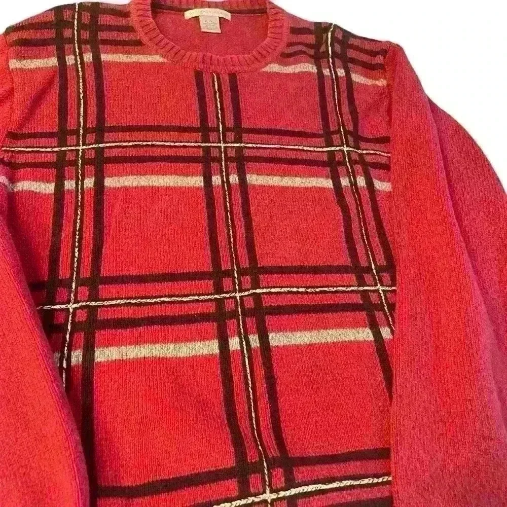 Geoffrey Beene Sweater Mens XL  Red Black Knit Argyle Crew Pullover Classic 90s